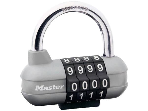 MASTER LOCK 1520EURD, Konventionellt hänglås, Kombinationslås, Huvudnyckel, Svart, Rostfritt stål, Metall, Härdat stål