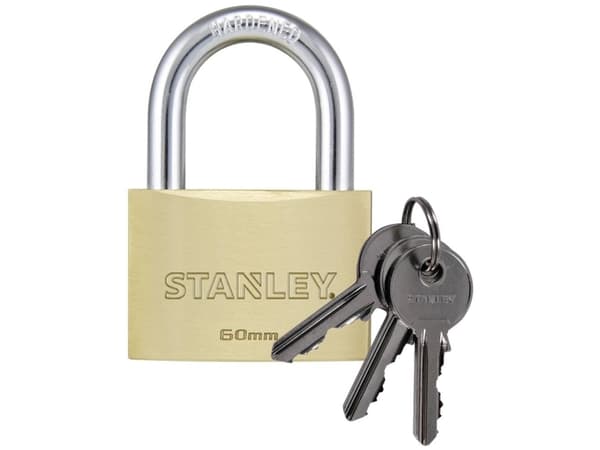 Stanley Padlock, 60mm, metal shackle, anti-attack pin, x3 closure, external
