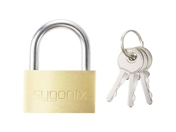 Sygonix SY-5045284 riippulukko 39,8 mm Erilaiset Kultainen keltainen avainlukko