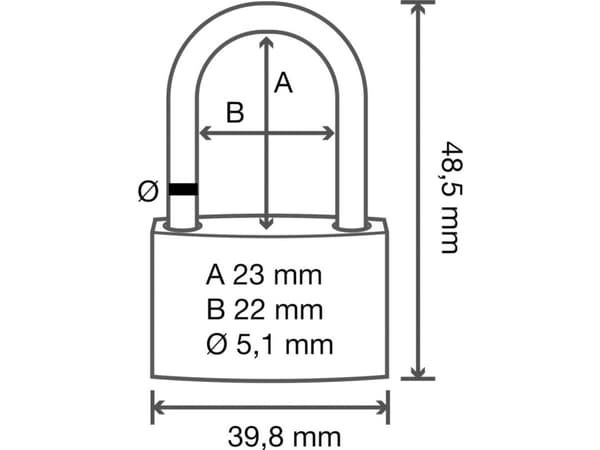 Sygonix SY-5045284 riippulukko 39,8 mm Erilaiset Kultainen keltainen avainlukko