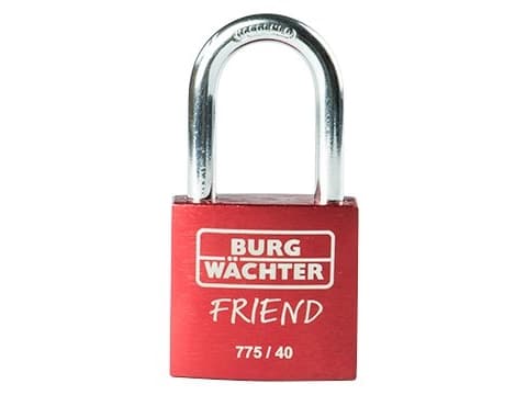 BURG-WÄCHTER 775 40 Friend, Tavallinen riippulukko, Avainlukko, Punainen, Alumiini, Ruostumaton teräs, U-muotoinen