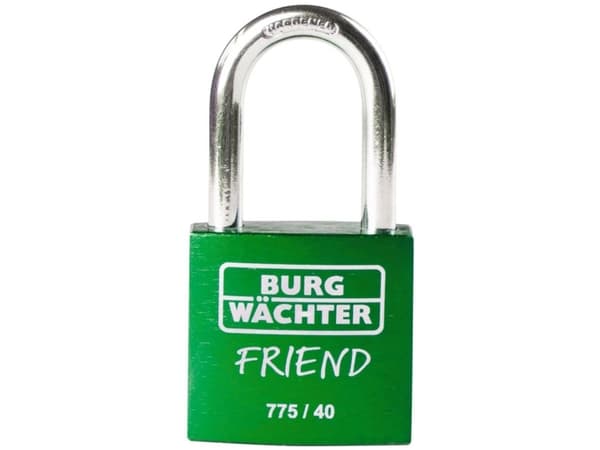 BURG-WÄCHTER 775 40 Friend, Tavallinen riippulukko, Avainlukko, Vihreä, Alumiini, Teräs, U-muotoinen
