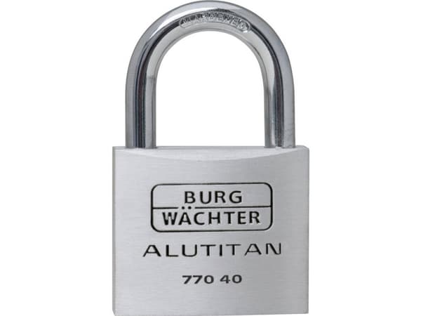 Burgwachter Alutitan, Konventionellt hänglås, Tangentlås, Lika låsning, Cykel, Resväska, Verktygslåda, Gjuten aluminium, Titan, Gjuten aluminium