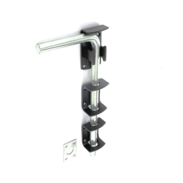 Securit Garage dør bolt Silver/Black 300mm