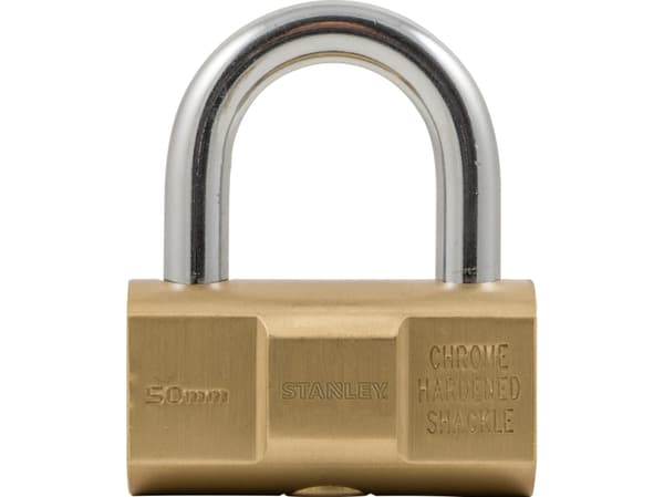 Stanley Padlock 50mm, brass barrel, anti-lock pin for ext.