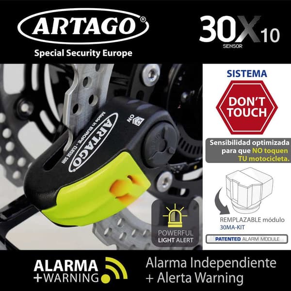 Artago Hälytys + Varoituslevyn Lukitus 30x10 Musta