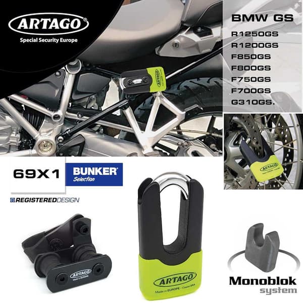 Artago 568.2 Lukko Tuki+69x Disc Lukko Keltainen