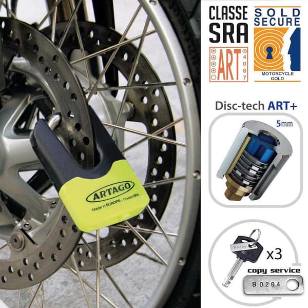 Artago 568.2 Lukko Tuki+69x Disc Lukko Keltainen