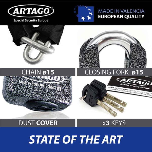 Artago Ketjun Lukko Levyn Lukitus 14.120+69t/b Musta