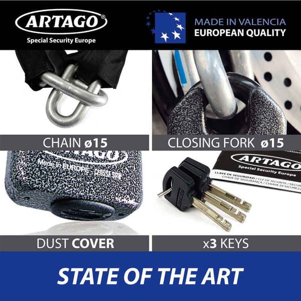 Artago Kedjelås Skivlås 14.150+68t/b Svart