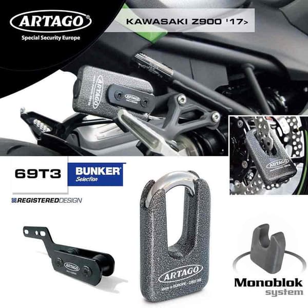 Artago K 103 Kawasaki Z900 Stöd+69t/b Kawasaki Z900 Skivlås Silver
