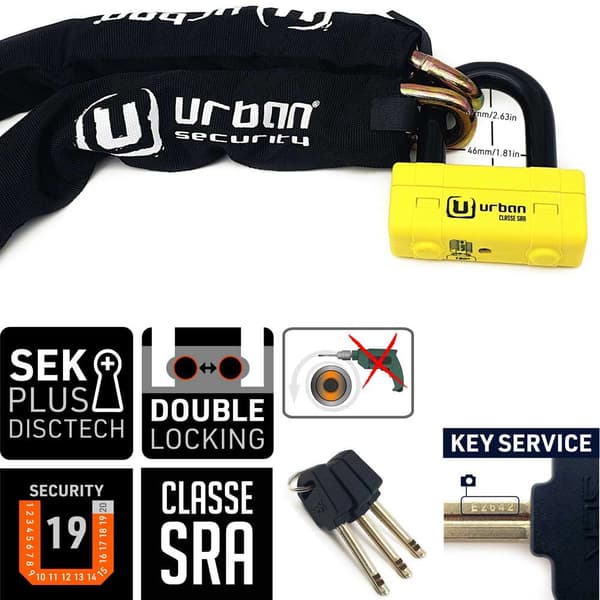 Urban Security Ketjun Lukko +ur 100 74 U-lukko Keltainen 100 cm