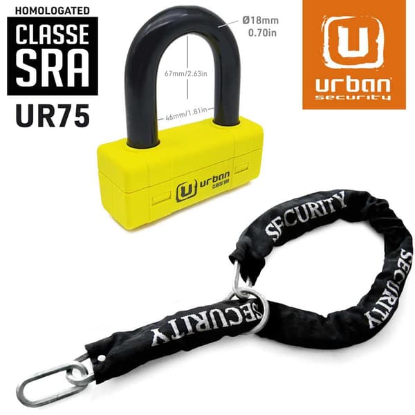Urban Security Ketjun Lukko Loop+ur 120 Sra 75 U-lukko Keltainen 120 cm