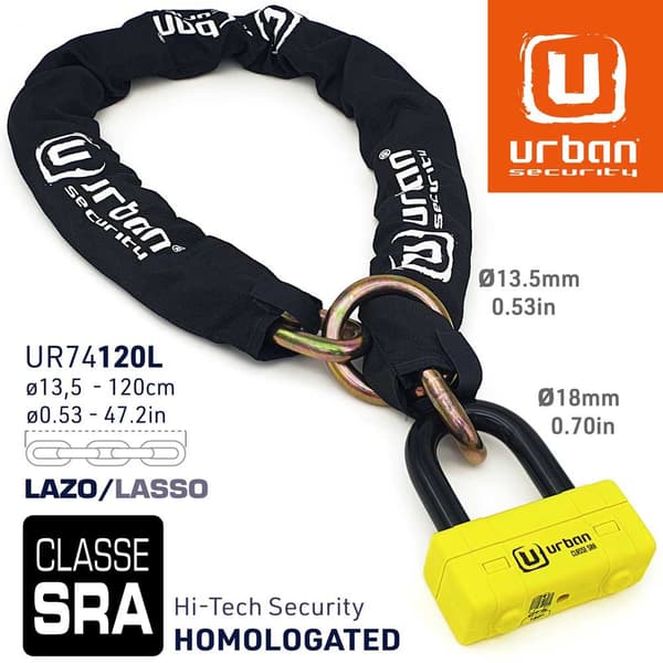 Urban Security Ketjun Lukko +ur 120 Sra 74 U-lukko Keltainen 120 cm