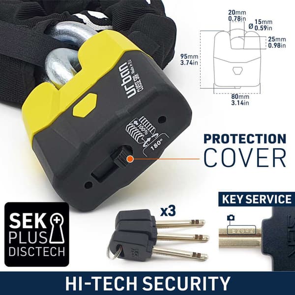 Urban Security Kædelås Padlock U8k+150 Sra Sort 150 cm