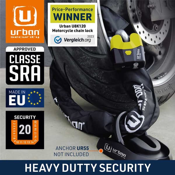 Urban Security Kædelås Padlock U8k+150 Sra Sort 150 cm