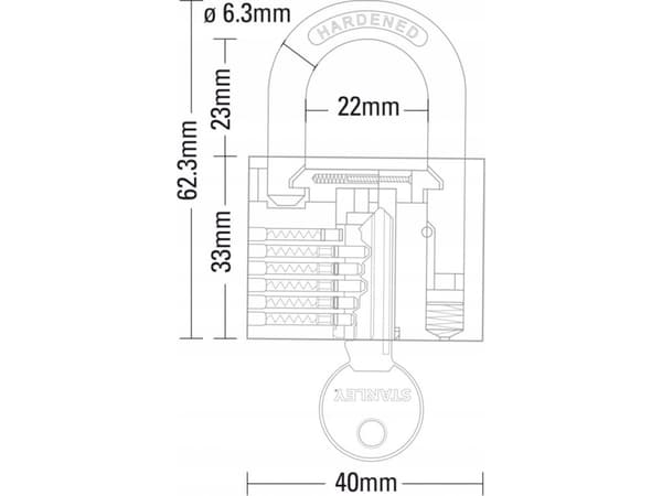 Stanley 81103 371 401 riippulukko 40 mm Avainlukko