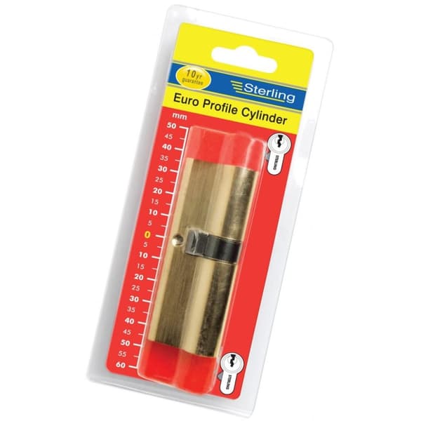 Sterling Brass Plated Euro Cylinder Lock Brass 45mm x 50mm
