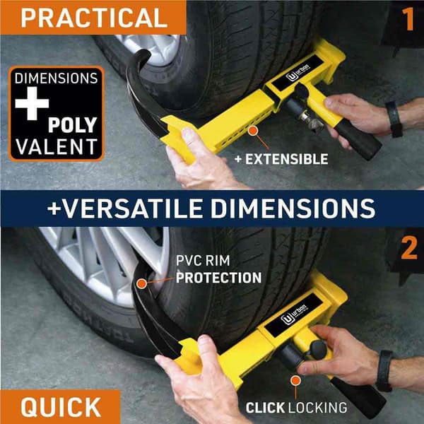 Urban Security Wheel Clamp Lås Paket Gul
