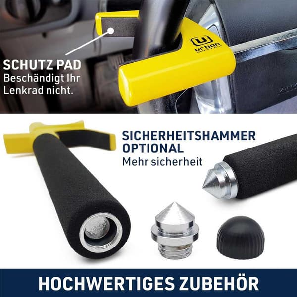 Urban Security Steering Wheel Lock Yellow Body Antistjålslås Til Bilrat Gul