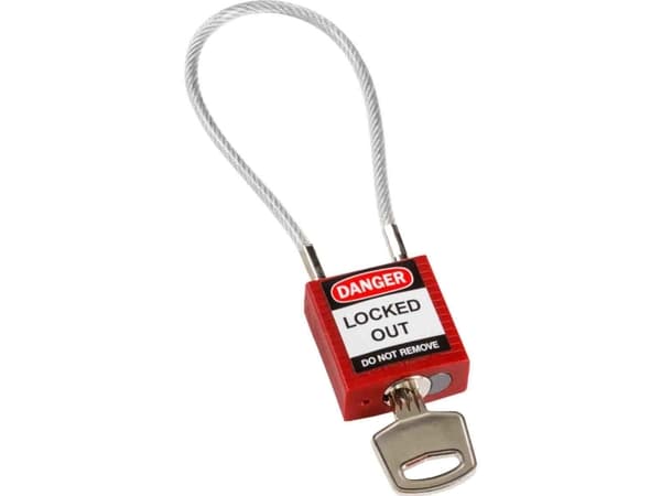 Brady 146120, Konventionellt hänglås, Tangentlås, Olika låsning, Röd, Gjuten aluminium, U-format