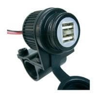 Albrecht USB duo-stik til motorcykler, quads og andre køretøjer med 12 - 24 V (73700) Sort