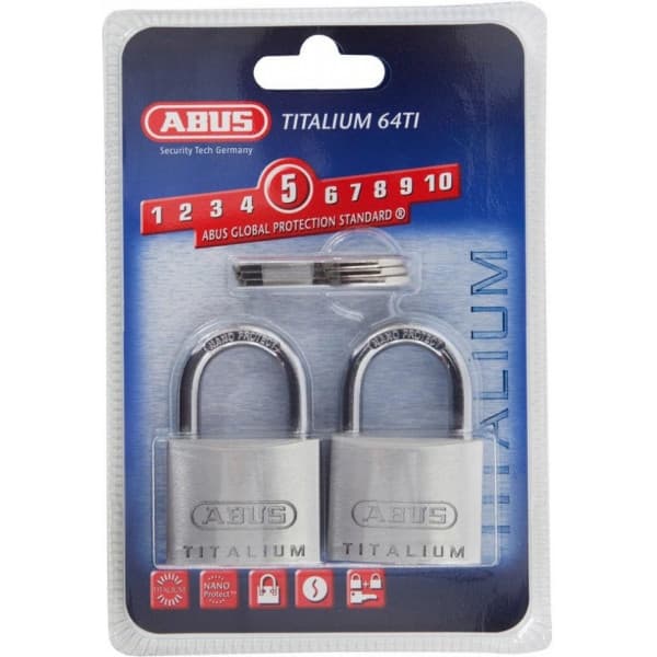 ABUS hänglås 64TI/40, Titalium, 23 mm, dubbel förpackning