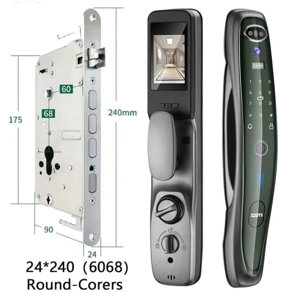 Smart Dørlås, 3D Ansigtsgenkendelse, Fingeraftryk Adgangskode Lås op, Q8R-Gold-30-240-6068