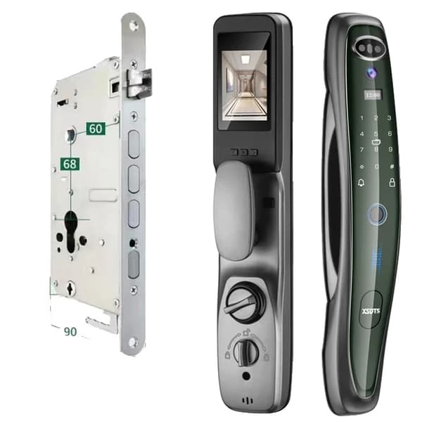 Smart Dørlås, 3D Ansigtsgenkendelse, Fingeraftryk Adgangskode Lås op, Q8R-Gold-30-240-6068