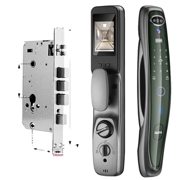 Smart Dørlås, 3D Ansigtsgenkendelse, Fingeraftryk Adgangskode Lås op, Q8R-Gold-30-240-6068 Q8R-Gray-24-240-6068