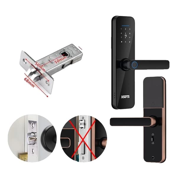 Smart Dørlås, Biometrisk Fingeraftryk Låsning, WiFi Forbindelse, 240x22(4085), Sort