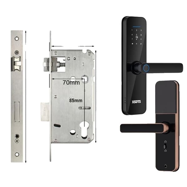 Smart dörrlås, biometrisk fingeravtryckslåsning, WiFi-anslutning, 240x22(4085), Svart 240x22(7085) 2