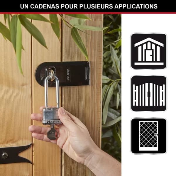 Högsäkerhetshänglås - MASTER LOCK - M1EURTRILH - Nyckel - Laminerat stål - Utvändigt - L-schackel - 3-pack - Perfekt för skjul