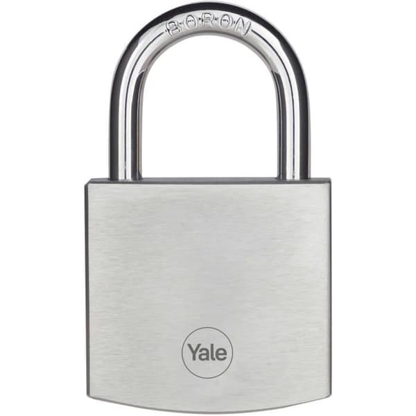 Mässingshänglås - YALE - Y120DB/50/127/1 - Krompläterad 50 mm - Hög väderbeständighet - 3 vändbara nycklar