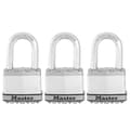 Miniatyrbillede 1 af 6: Sæt med 3 MASTER LOCK M5EURTRILF hængelåse med nøgle - Meget høj sikkerhed - Lamineret stål - M-bøjle