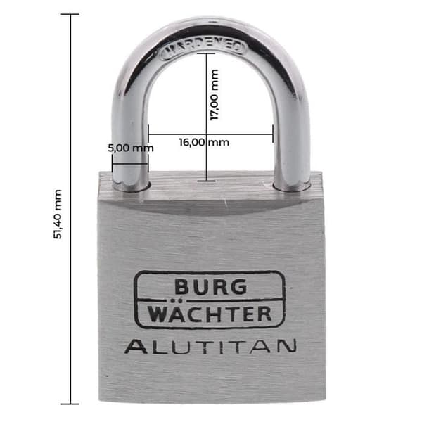 Sæt med 2 hængelåse - BURG WACHTER - DUO 770 30 SB - 30 mm Alutitan, dobbelt låsning, sikkerhedslås