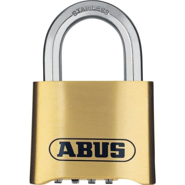 Kombinationshængelås - ABUS - 180IB/50 B/DFNLI - Smedet messinghus - Rustfri stålbøjle - Firecifret numerisk kode
