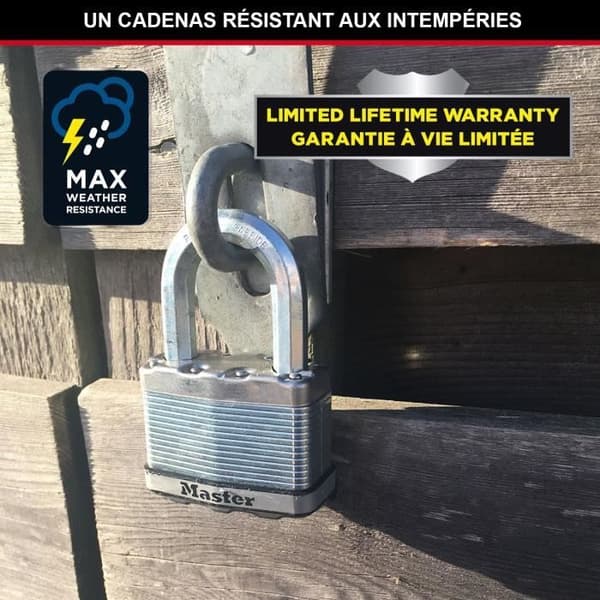 Turvallinen riippulukko - MASTER LOCK - M115EURTRILF - Avaimellinen - Pinnoitettu laminoitu teräs - Ulkopinta - Ruosteenesto - Sanka M - 3 kpl pakkaus