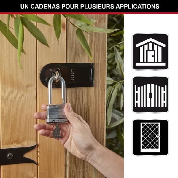 Turvallinen riippulukko - MASTER LOCK - M115EURTRILF - Avaimellinen - Pinnoitettu laminoitu teräs - Ulkopinta - Ruosteenesto - Sanka M - 3 kpl pakkaus