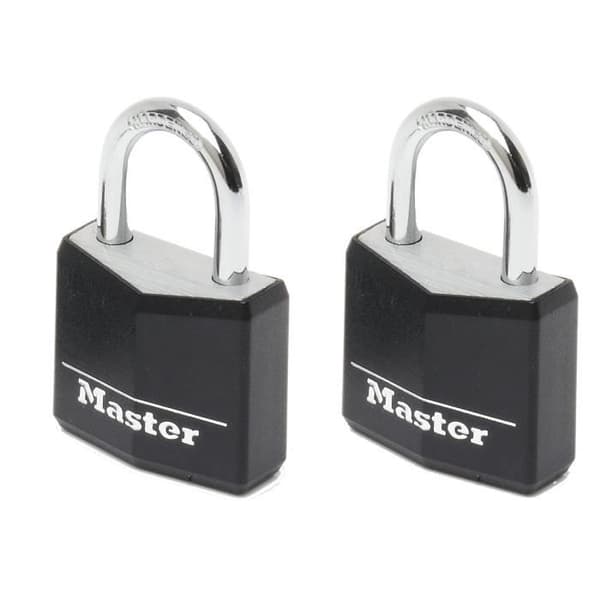 MASTERLOCK 30 mm hänglås i aluminium med svart vinylöverdrag - 2-pack