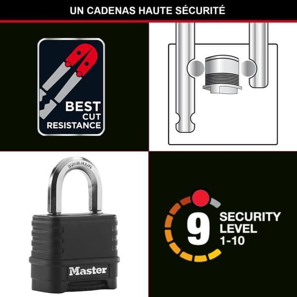 MASTER LOCK Högsäkerhetshänglås [Kombination] [Zink] [Utvändig] M178EURD