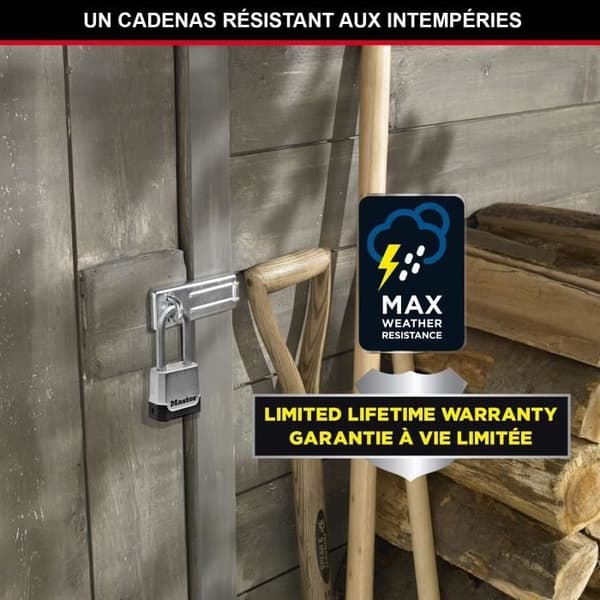 Højsikkerhedshængelås - MASTER LOCK - M176EURDLH - Zink - XL-bøjle - Udvendig