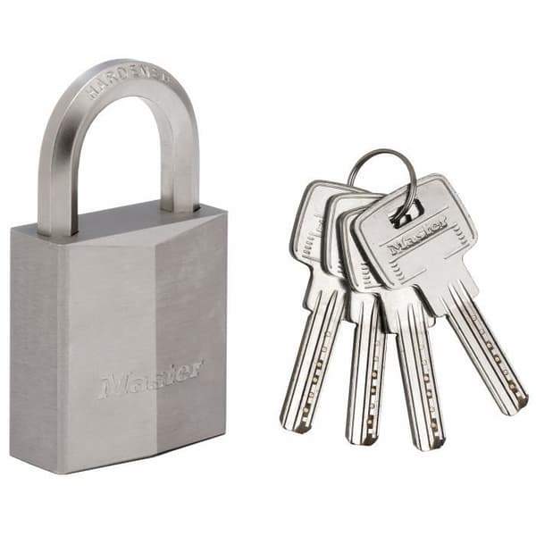 Forniklet messinghængelås 40 mm - MASTER LOCK - Sekskantet bøjle - Høj sikkerhed - 4 nøgler medfølger