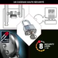 Miniatyrbild 3 av 5: Högsäkerhetshänglås - MASTER LOCK - M1EURTRILH - Nyckel - Laminerat stål - Utvändigt - L-schackel - 3-pack - Perfekt för skjul