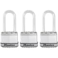 Miniatyrbild 1 av 5: Högsäkerhetshänglås - MASTER LOCK - M1EURTRILH - Nyckel - Laminerat stål - Utvändigt - L-schackel - 3-pack - Perfekt för skjul