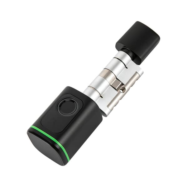 Smart låsecylinder, fingeraftryk og app låsning, passer til døre fra 1,38-1,77 tommer,sort