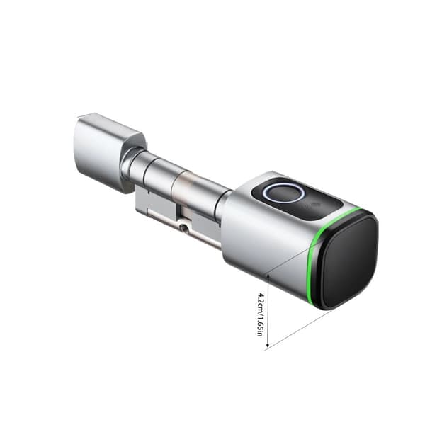 Intelligent låsecylinder, 100 fingeraftryk kapacitet, IP53 støvbeskyttet,Sølv