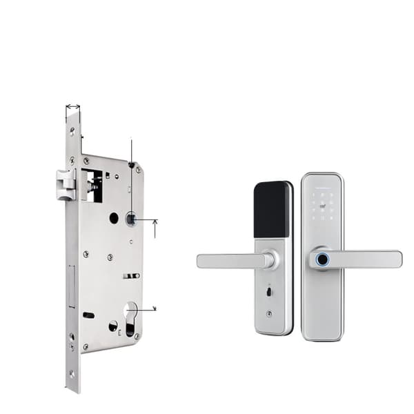 Smart biometrisk dörrlås, WiFi-appåtkomst, hållbar aluminiumlegering,Silver 6085