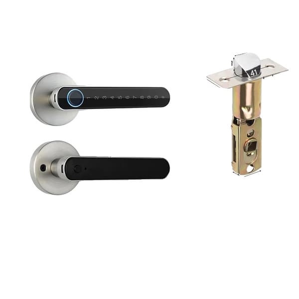 KAK Biometriskt Fingeravtryck Smart Dörrlås, Konstruktion i Zinklegering, 50 Fingeravtrycks Kapacitet,Silver, 50 mm