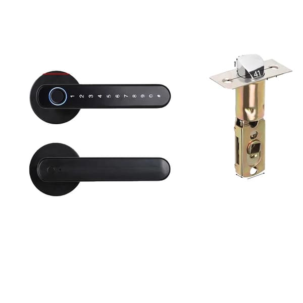 KAK Biometrisk Fingeraftryks Smart Dør Lås, Zinklegering Konstruktion, 50 Fingeraftryks Kapacitet,sort, 50 mm